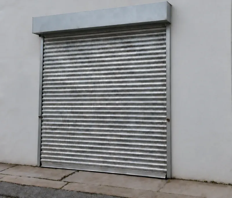 Galvanised roller shutter on a storage unit