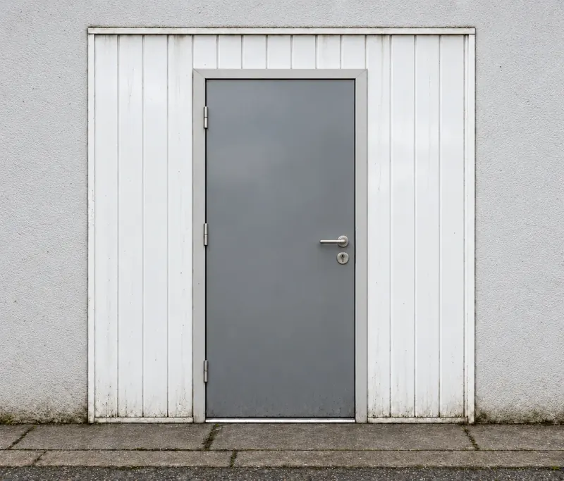 Outside the 160 sq ft unit at Business Spaces, with its security door