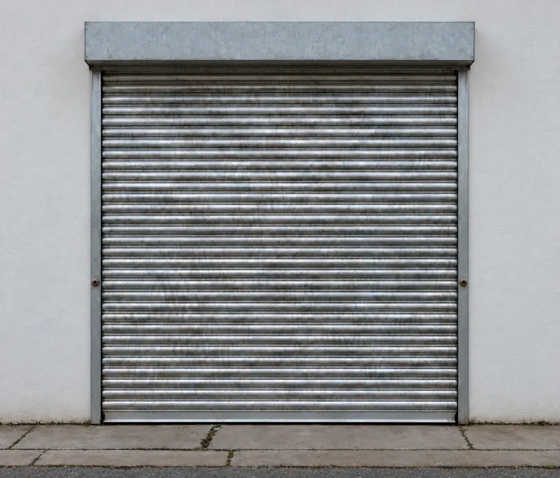 Outside the 180 sq ft unit at Business Spaces, with its roller shutter